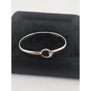 Artisan-Crafted Sterling Silver Bangle Bracelet with a Hook and Eye Clasp